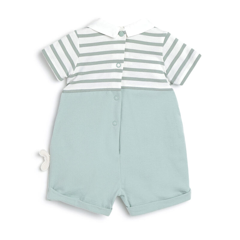 Boys Light Green Applique Short Sleeve Rompers image number 1